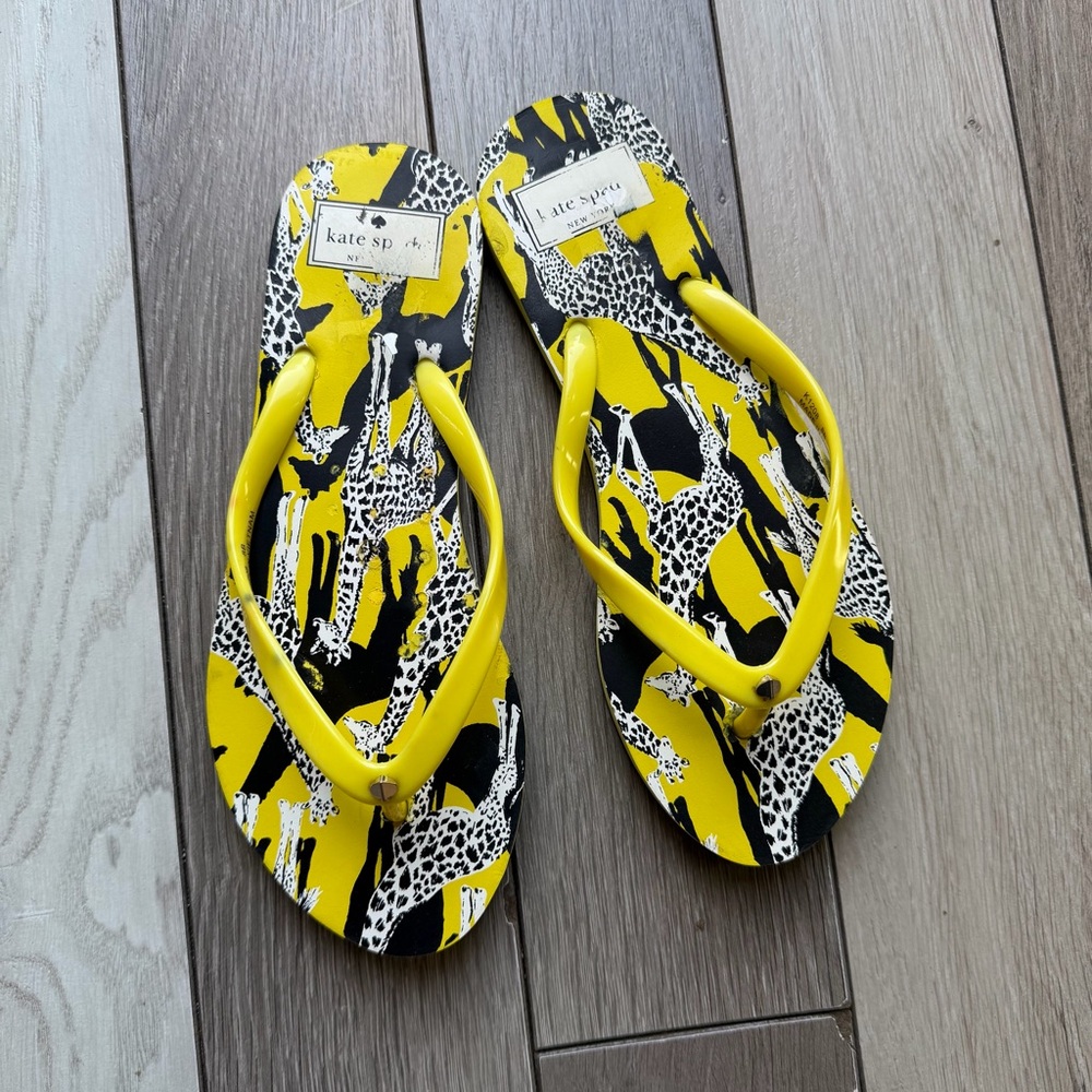 Kate Spade Giraffe Print Yellow and Black Sandals